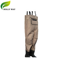 Brown Breathable Outdoor Waders with Rubber Boots brown
